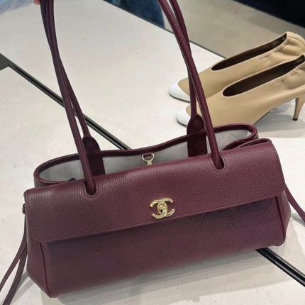 CHANEL 26S BAGUETTE BAG 33 IN BURGUNDY LAMBSKIN GRAINED
