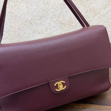 CHANEL 26S SHOULDER BAG 40 IN BURGUNDY LAMBSKIN GRAINED