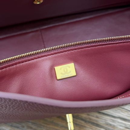 CHANEL 26S SHOULDER BAG 40 IN BURGUNDY LAMBSKIN GRAINED