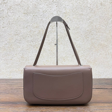 CHANEL 26S SHOULDER BAG 33 IN TAUPE LAMBSKIN GRAINED