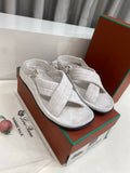 LP 26S CROSS-STRAP SANDALS IN OFF WHITE SUEDE