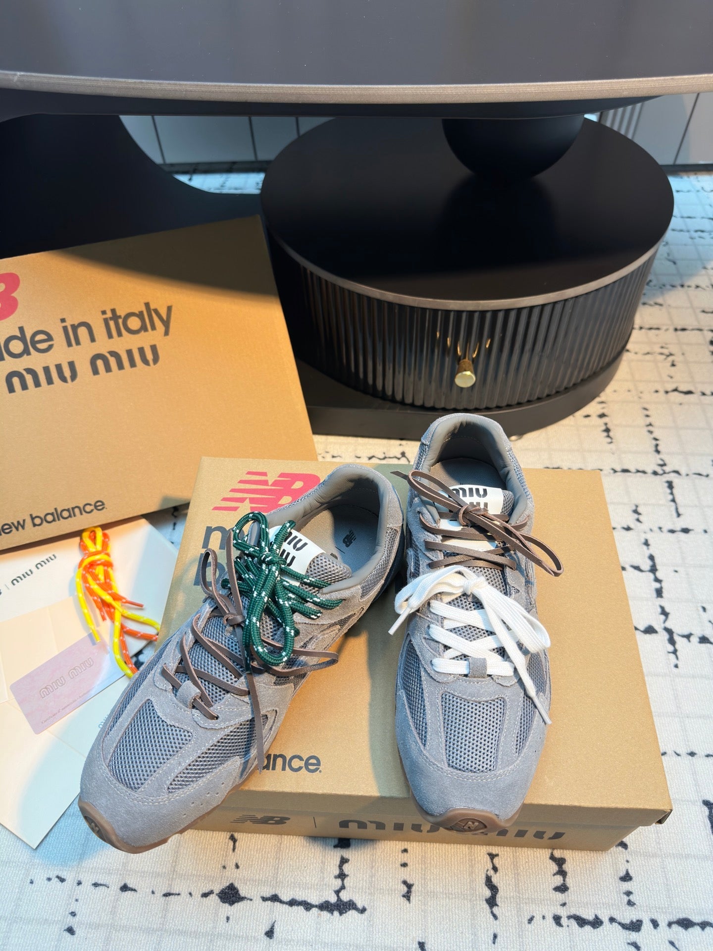 MIUMIU 26S RUNNING SNEAKERS IN GREY SUEDE AND MESH RUBBER SOLE