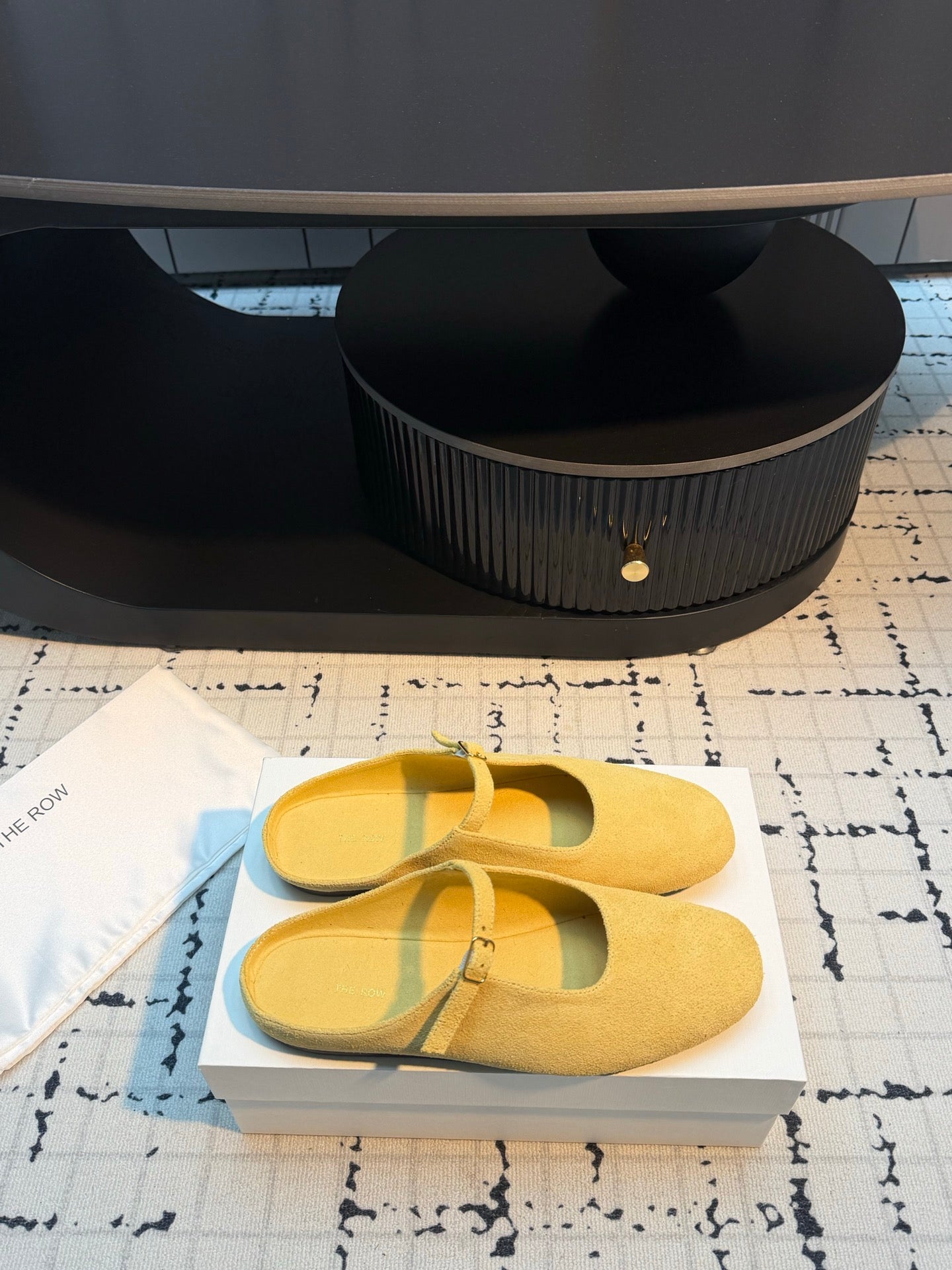 THE ROW 26S MARY JANE MULES 20MM IN YELLOW SUEDE
