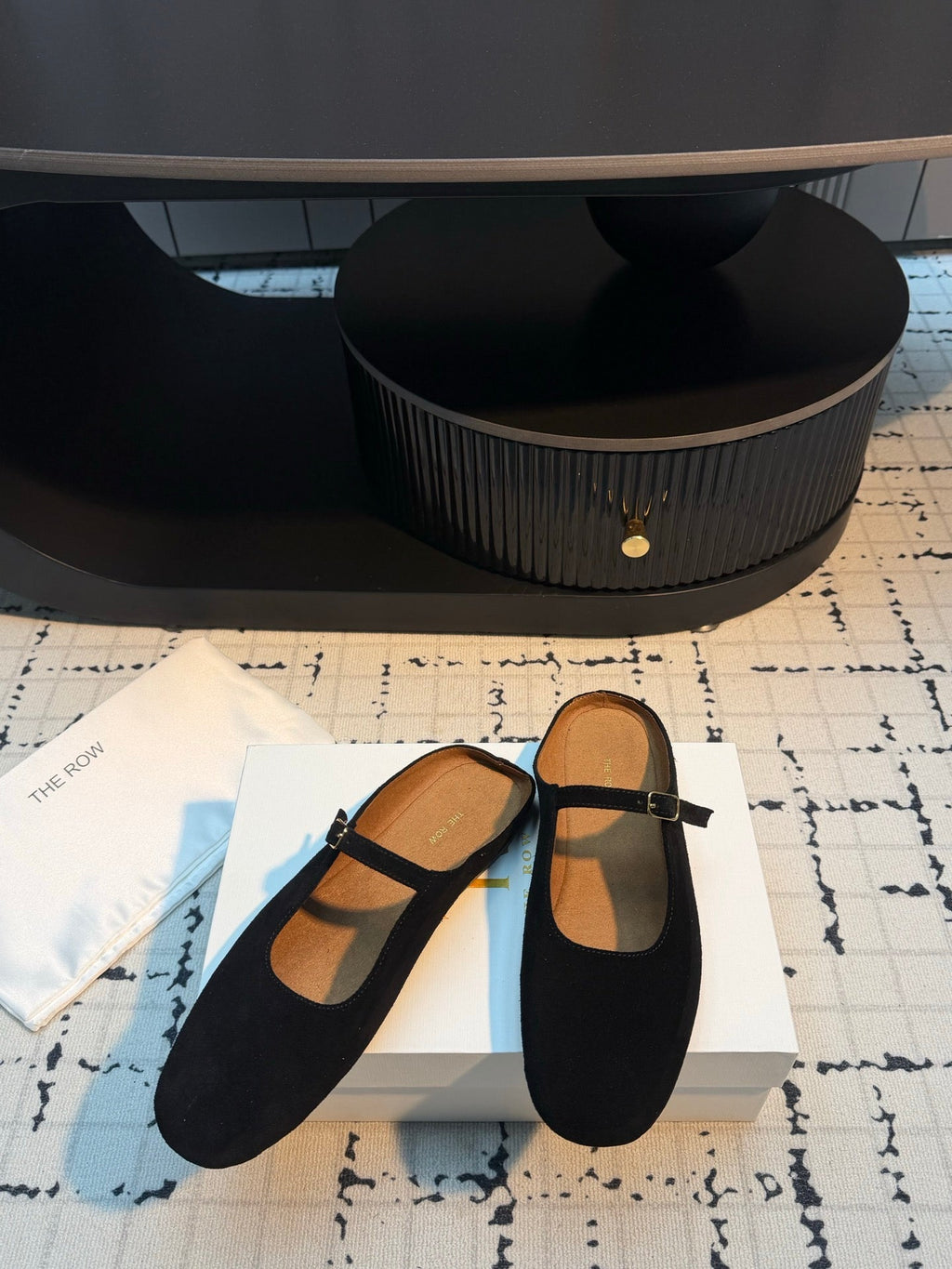 THE ROW 26S MARY JANE MULES 20MM IN BLACK SUEDE