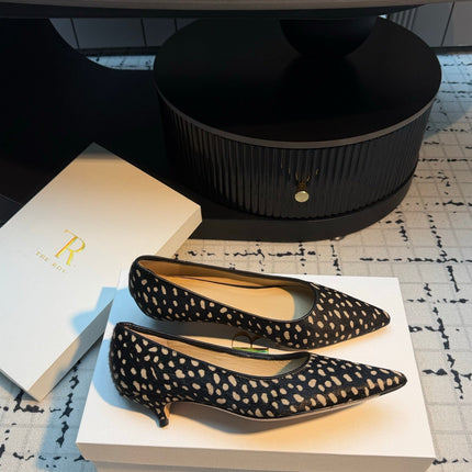 THE ROW 26S POINTED TOE HIGH HEELS 35MM IN BLACK SPOTTED CALF HAIR