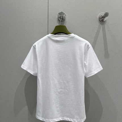 Gucci 2025 Print Short Sleeve T-shirt White Green Red Cotton