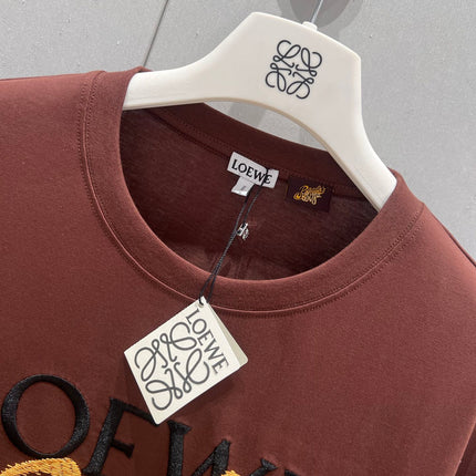 Loewe 25 Round Neck Short-sleeved T-shirt Brown Polyester Fiber 218147