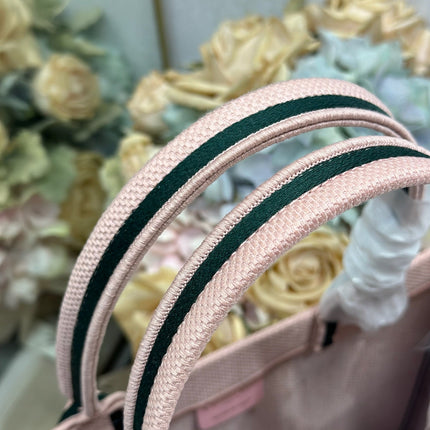 DIOR 26S BOOK TOTE BAG 36 IN PINK EMBROIDERED LETTERING FABRIC