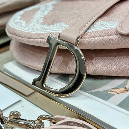 DIOR 26S SADDLE BAG 25 IN LIGHT PINK JACQUARD