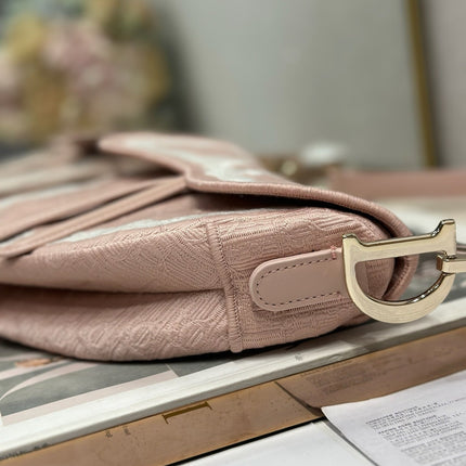 DIOR 26S SADDLE BAG 25 IN LIGHT PINK JACQUARD