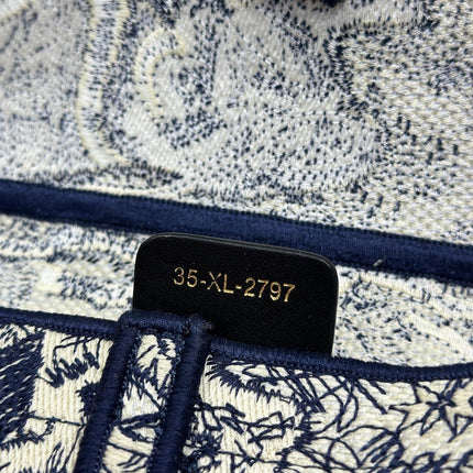 DIOR 26S SADDLE BAG 25 IN NAVY BLUE AND BEIGE JACQUARD