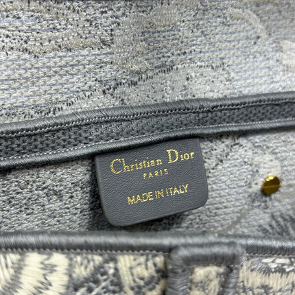 DIOR 26S SADDLE BAG 25 IN GREY AND WHITE JACQUARD