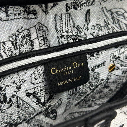 DIOR 26S SADDLE BAG 25 IN WHITE MIX BLACK WOVEN FABRIC
