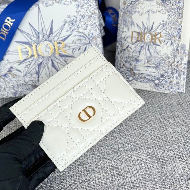 CARO FREESIA CARD HOLDER 10 IN WHITE CANNAGE CALFSKIN