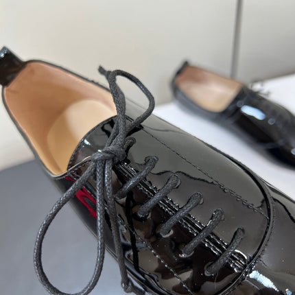 CELINE 26S MINIMAL LACE-UP SHOES IN BLACK GLOSSY CALFSKIN