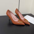 DIOR 26S POINTED-TOE HIGH HEELS 70MM IN RUST BROWN CALFSKIN GOLD HARDWARE