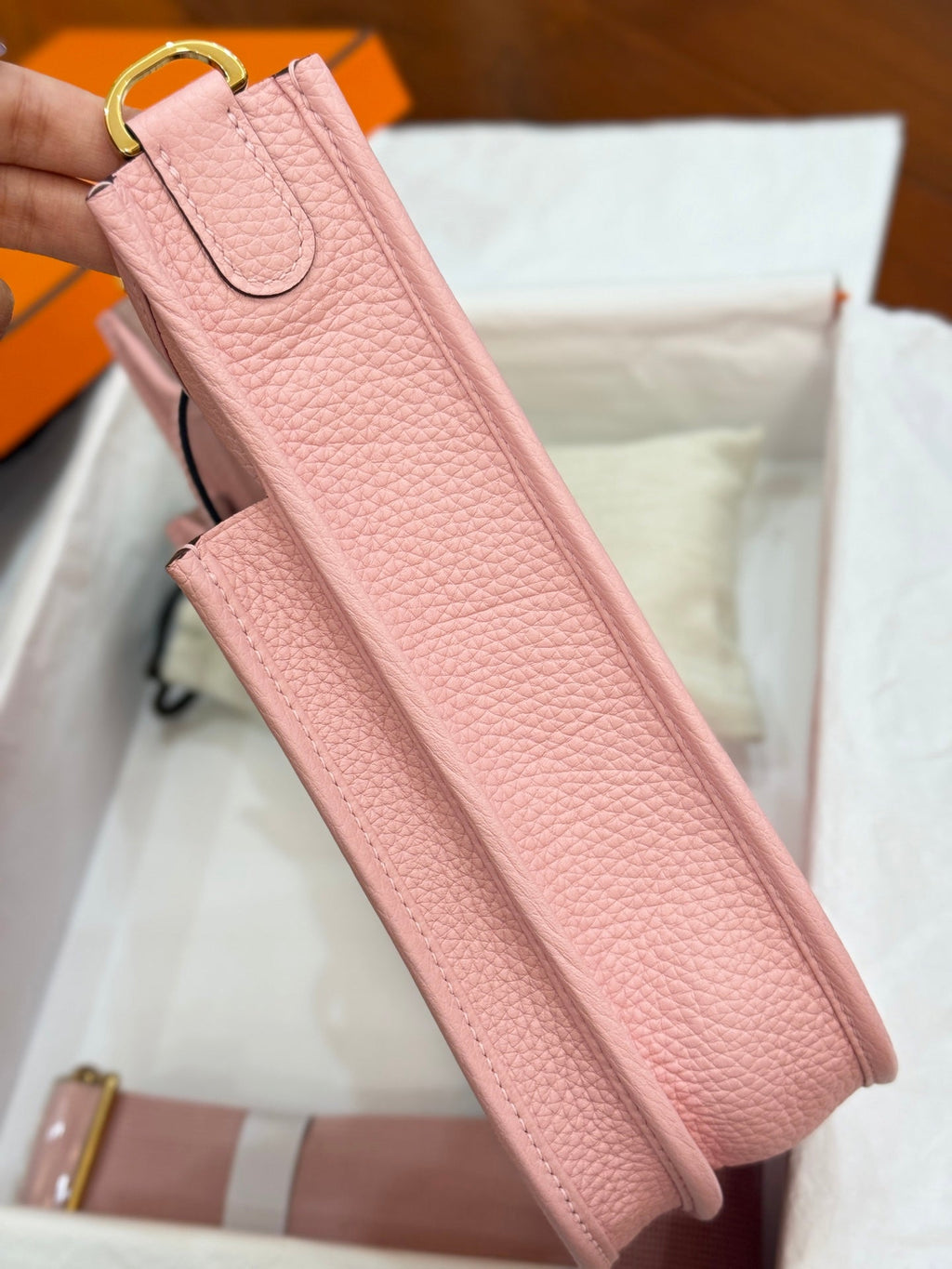 HM 26S EVELYNE BAG 23CM IN PINK GRAINED CALFSKIN
