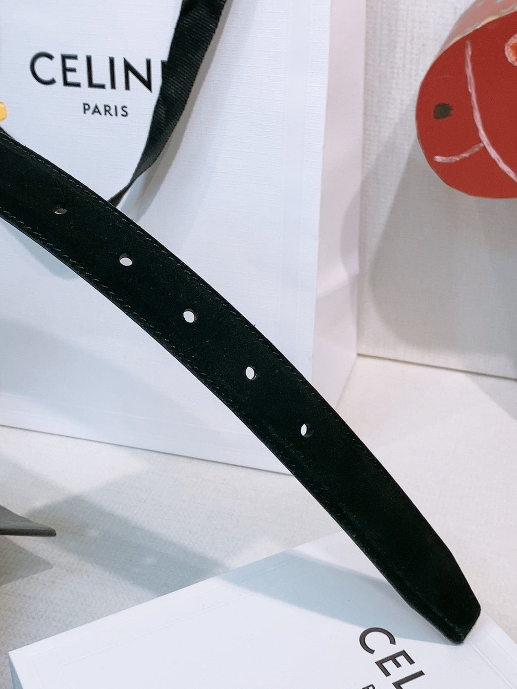 TRIOMPHE BELT 2.5 CM IN BLACK CALFSKIN GOLD HARDWARE 631597