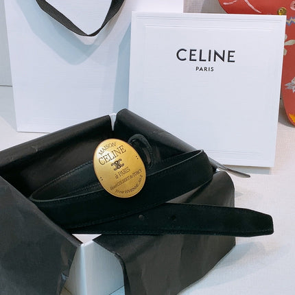 TRIOMPHE BELT 2.5 CM IN BLACK CALFSKIN GOLD HARDWARE 631597
