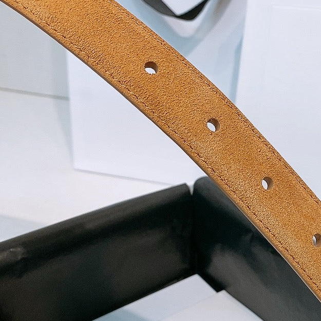 TRIOMPHE BELT 2.5 CM IN BROWN SUEDE GOLD HARDWARE 631598
