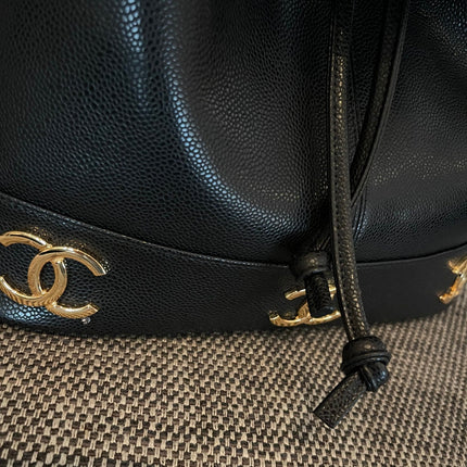 CHANEL 26S BACKPACK 34 IN BLACK GRAINED CALFSKIN GOLD HARDWARE