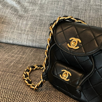 CHANEL 26S BACKPACK 17 IN BLACK QUILTED LAMBSKIN GOLD HARDWARE