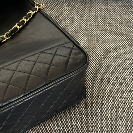 CHANEL 26S TOP HANDLE SHOPPING BAG 34 IN BLACK LAMBSKIN GOLD HARDWARE