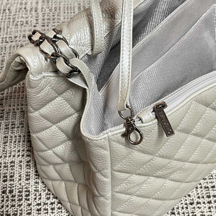 CHANEL 26S CLASSIC JUMBO FLAP BAG 46 IN LIGHT GREY CAVIAR CALFSKIN DARK SILVER HARDWARE