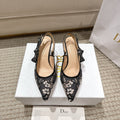 SLINGBACK J'ADIOR BLOSSOM FLORAL 65MM BLACK LACE