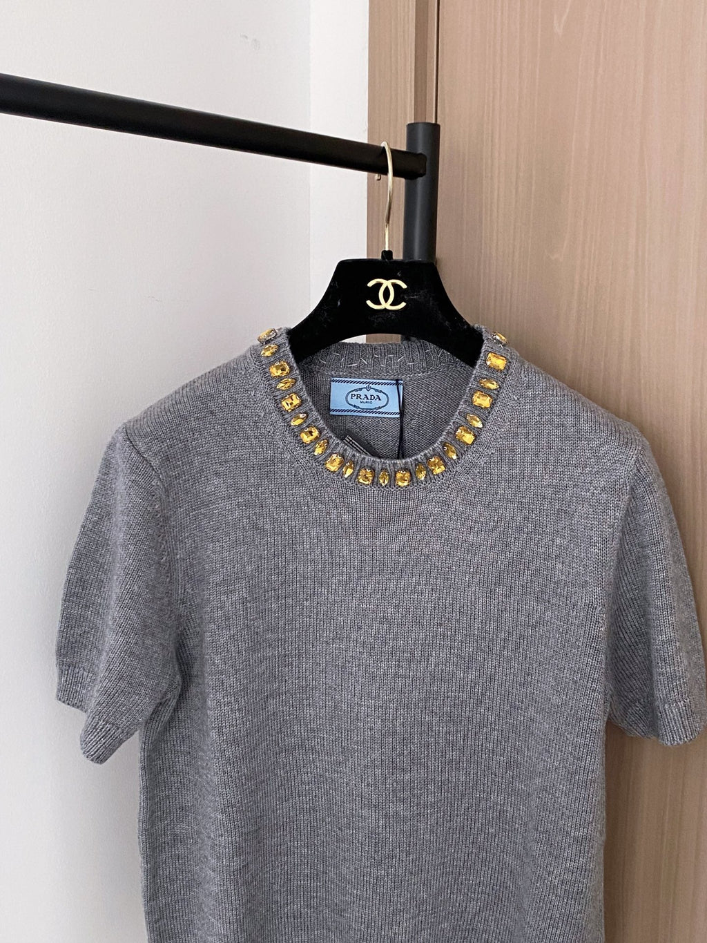 PRADA 25S BEADED CREW NECK SWEATER 322
