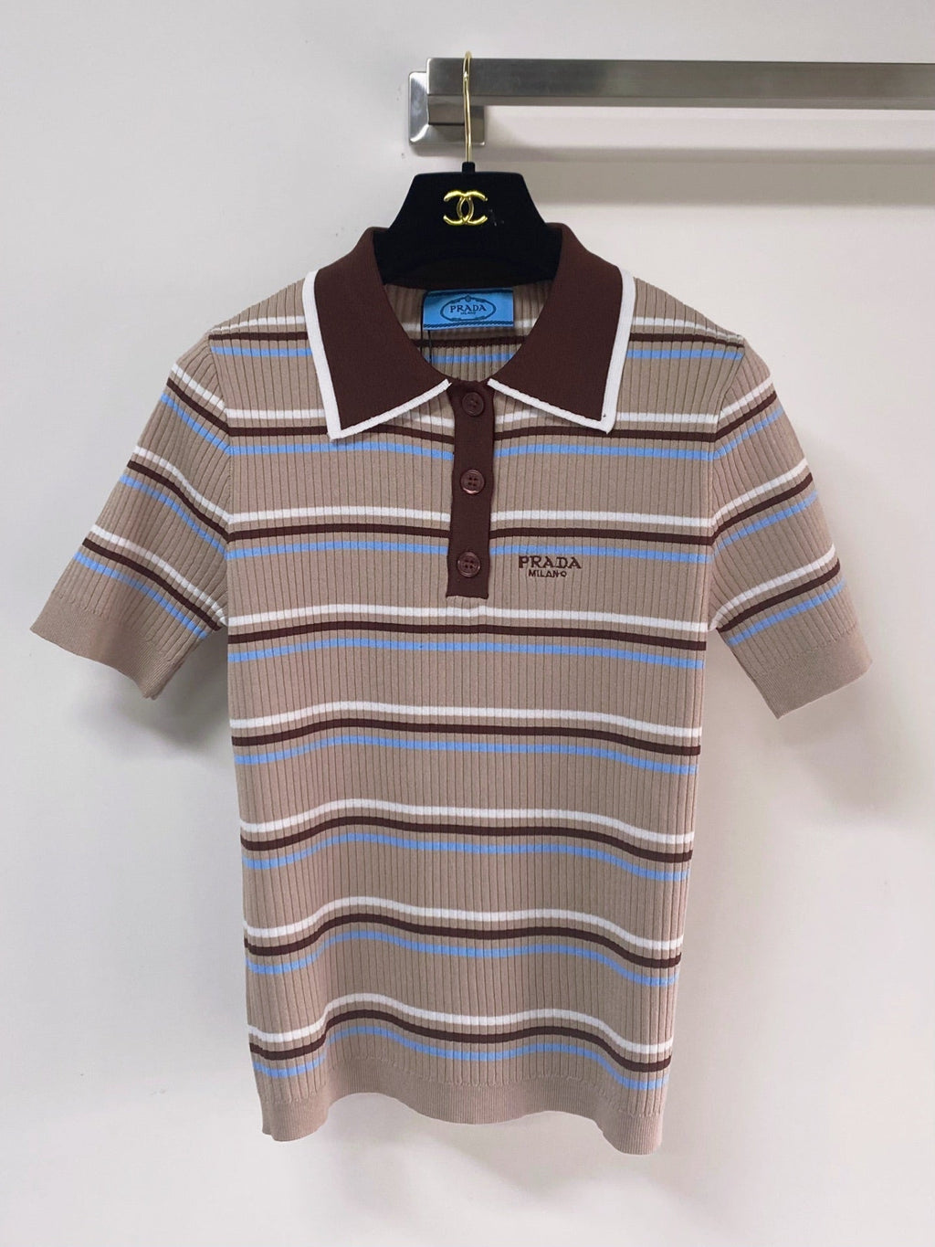PRADA 26S SHORT-SLEEVED KNIT POLO SHIRT STYLE 893