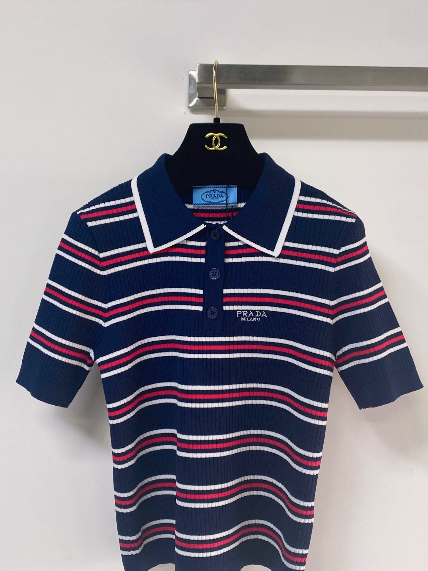 PRADA 26S SHORT-SLEEVED KNIT POLO SHIRT STYLE 892