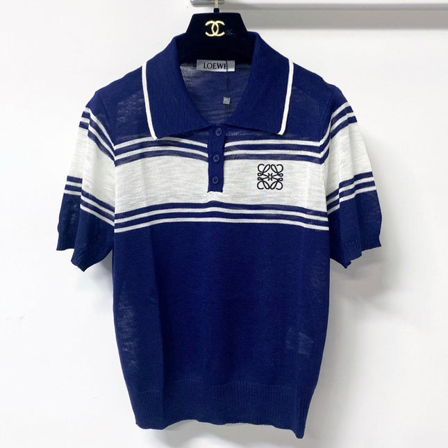 LOEWE 26S SHORT SLEEVE KNIT POLO TOP 494