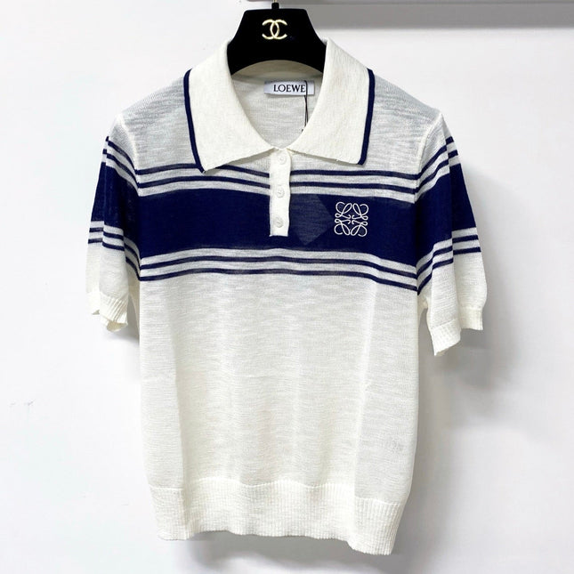 LOEWE 26S SHORT SLEEVE KNIT POLO TOP 493