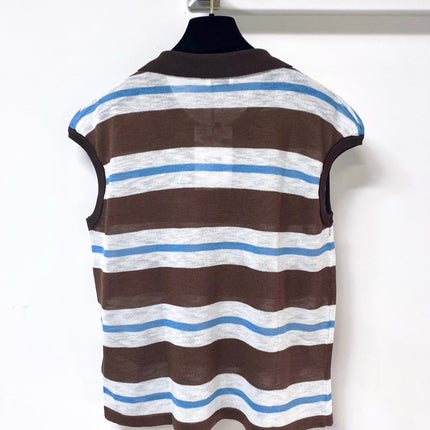 CELINE 26S STRIPED KNIT POLO TOP 327