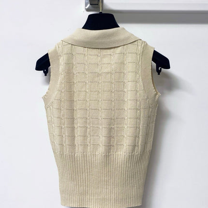 LOEWE 26S SLEEVELESS KNIT POLO TOP 414