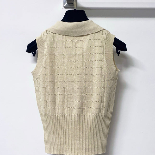 LOEWE 26S SLEEVELESS KNIT POLO TOP 414