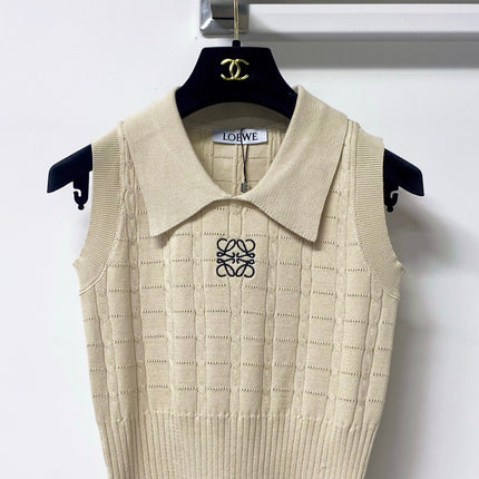 LOEWE 26S SLEEVELESS KNIT POLO TOP 414