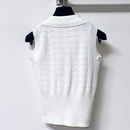 LOEWE 26S SLEEVELESS KNIT POLO TOP 413