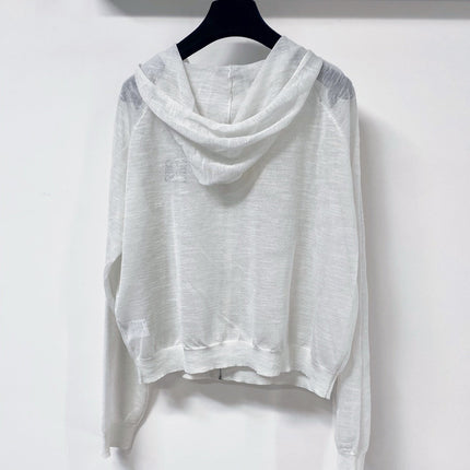 LOEWE 26S SHEER KNIT ZIP-UP HOODIE 596