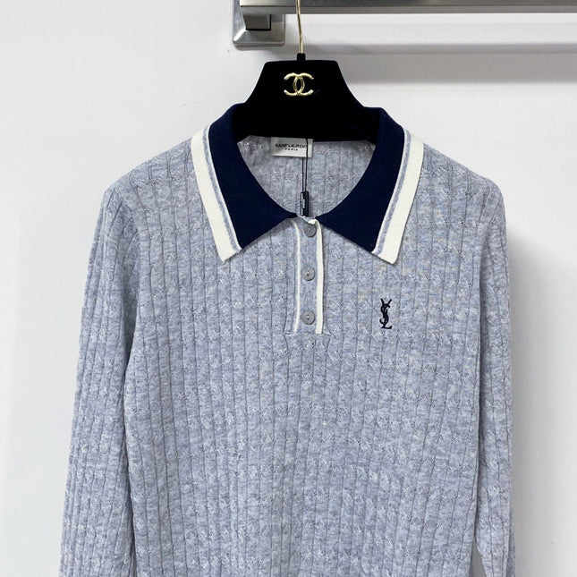 YSL 26S POLO COLLAR KNIT SWEATER 454