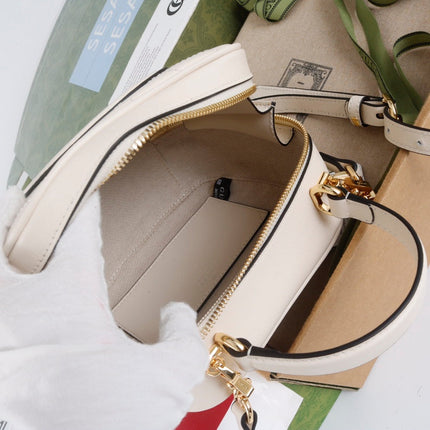 GUCCI 26S TOP HANDLE BAG 17 IN WHITE CALFSKIN