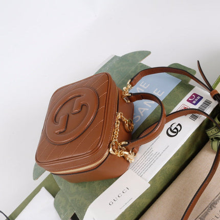 GUCCI 26S TOP HANDLE BAG 17 IN BROWN CALFSKIN