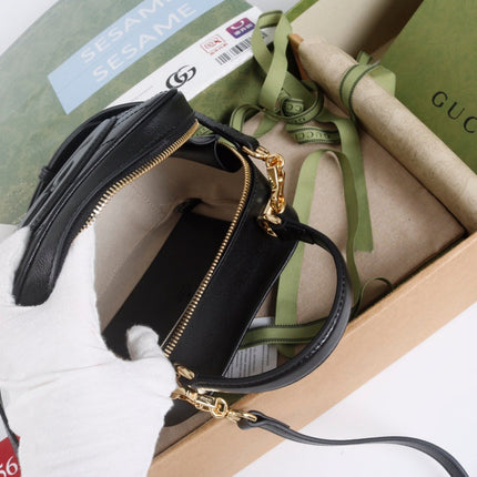 GUCCI 26S TOP HANDLE BAG 17 IN BLACK CALFSKIN