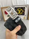 LV 25S BELT 35 MM IN BLACK MIX GREY CALFSKIN 593275