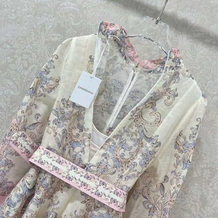 ZIMMERMANN LONG DRESS WITH A STAND COLLAR 275112