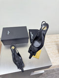 YSL 26S SLINGBACK HIGH HEELS 55 MM IN BLACK SATIN