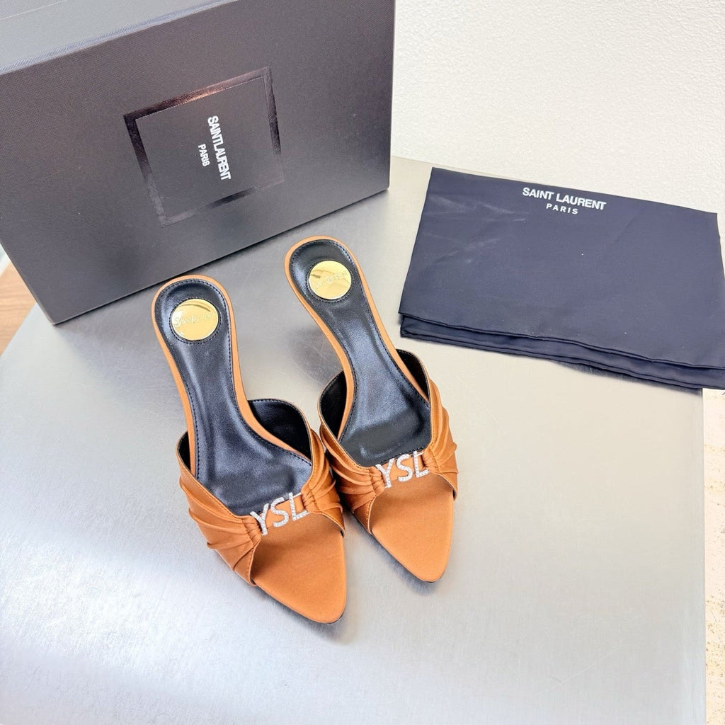 YSL 26S HIGH HEEL SANDALS 65 MM IN ORANGE FABRIC