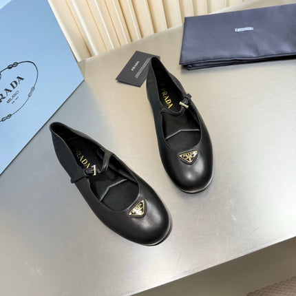 PRADA 26S MARY JANE FLATS IN BLACK CALFSKIN STYLE 2