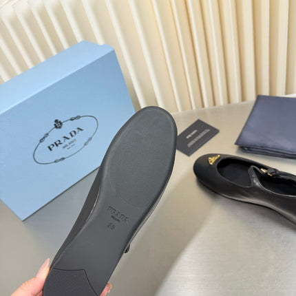 PRADA 26S MARY JANE FLATS IN BLACK CALFSKIN STYLE 2